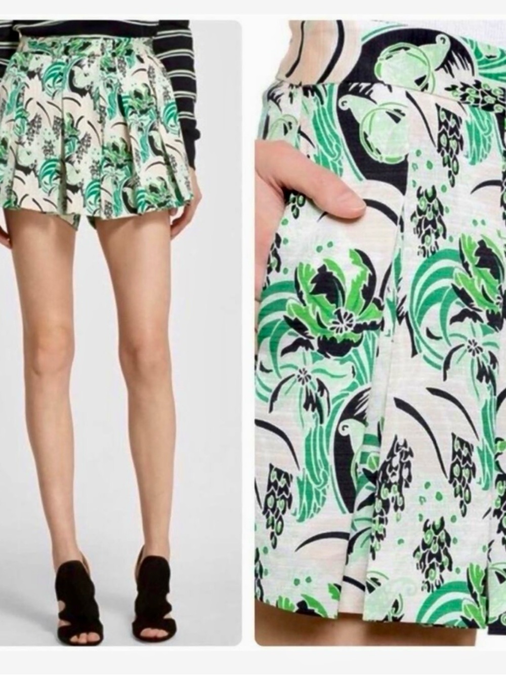 Veronica Beard Silk Palm Print Skort